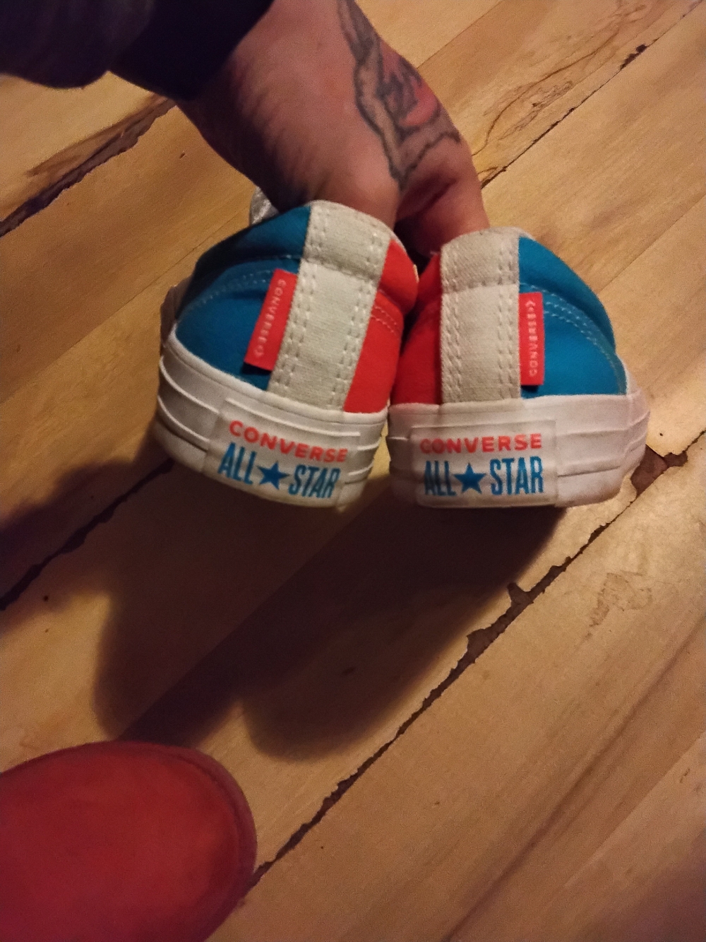 Converse Slip-On Canvas Sneakers - White, Blue & Red - Picture 4 of 6